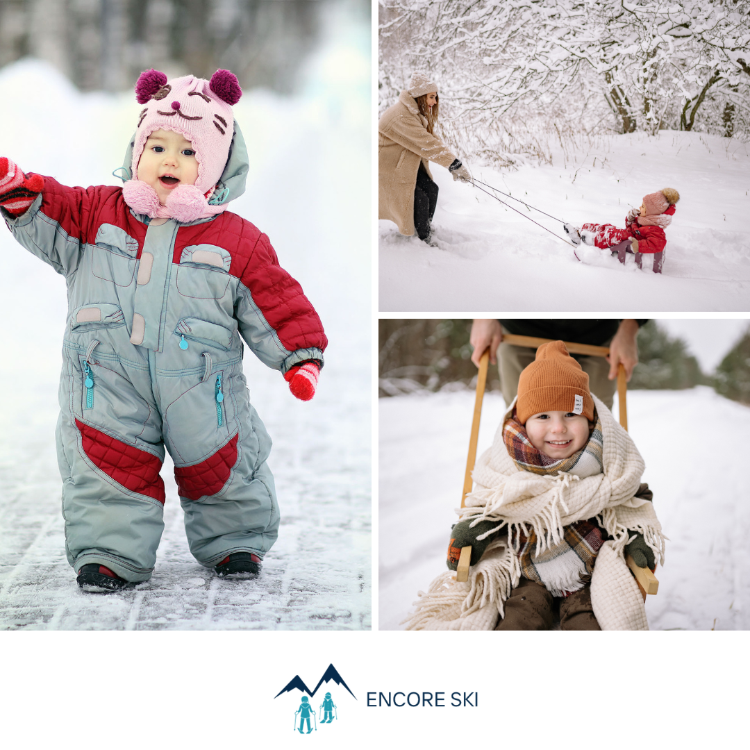 Collage of children in snow